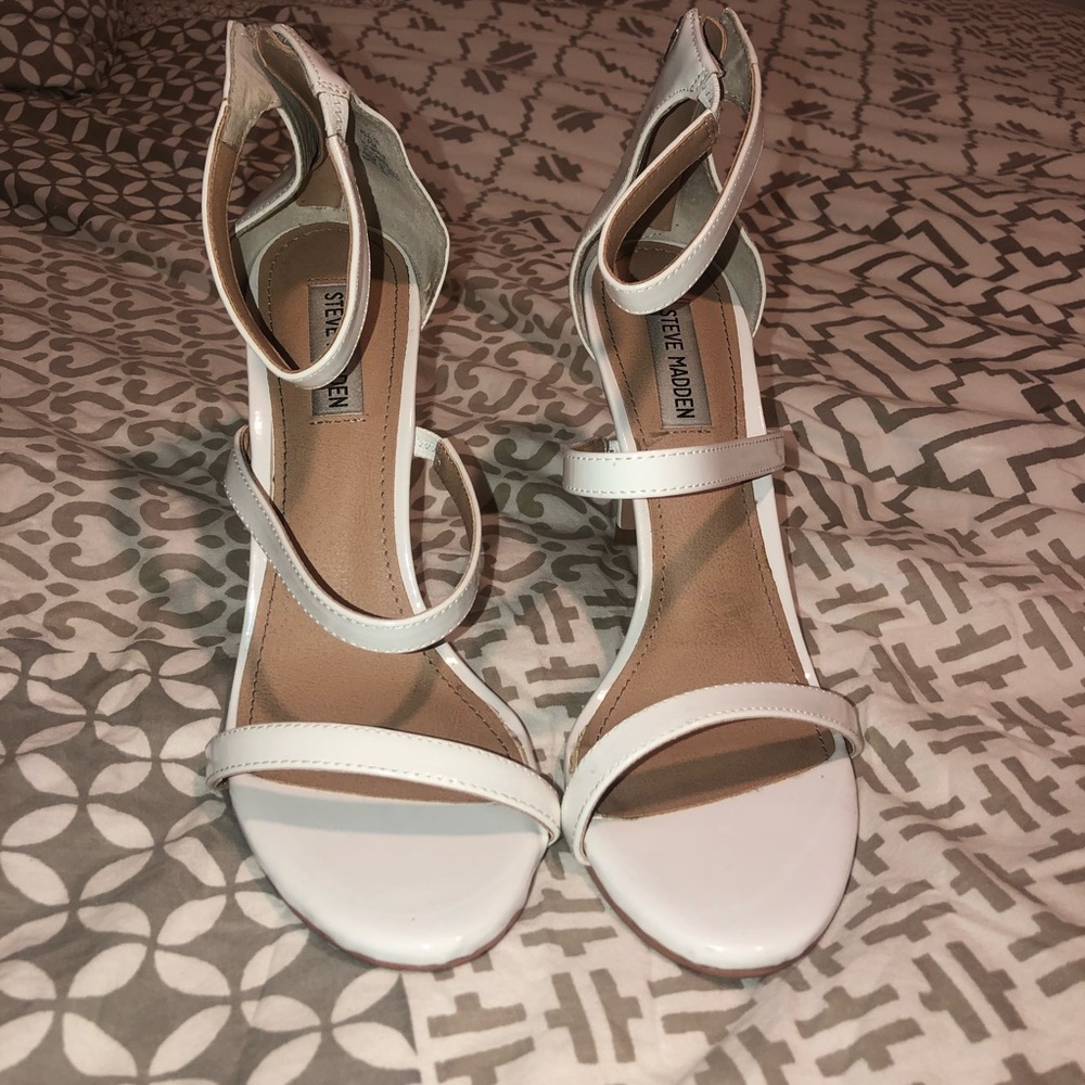 Steve Madden White strap heels